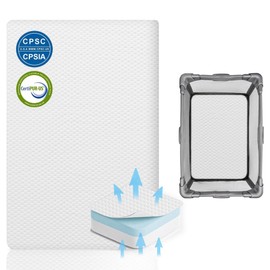 Lisara Pack and Play Mattress, 38 x 26 Pack N Play Mattress for Babies and Toddlers, Dual Sided Gel Memory Foam with Waterproof, Removable and Breathable Ice Silk Cover