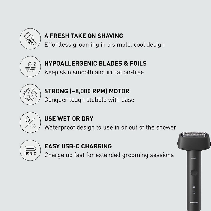 Panasonic Electric Razor for Men, Wet Dry Shaver with 3-Blade