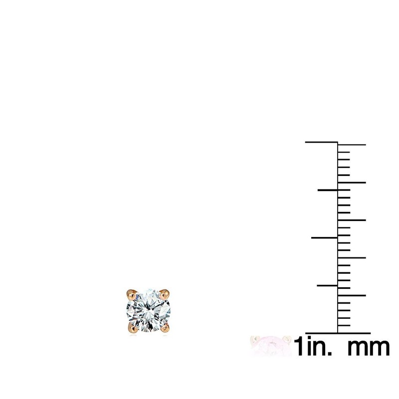 Pendientes redondos de circonita cúbica de 2 quilates, oro rosa