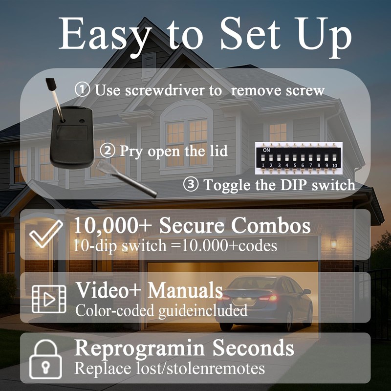 3-Pack 300MHz 10 dip Switch for Multicode Garage Gate Door