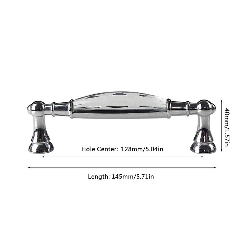 MuDuJia 2-Pack 5.00'' Glass Dresser Drawer Handles/Clear Pulls Knob Chrome