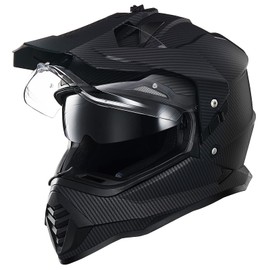 ILM Dual Sport Adventure Motorcycle Helmet with Pinlock Compatible Sun Visor Snowmobile ATV Dirt Bike Off Road Casco Model WS902 (Carbon Fiber, 2XL)