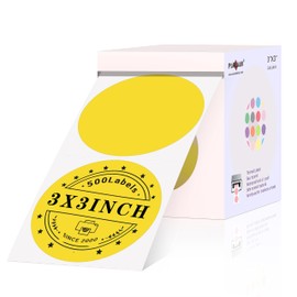 PARLAIM Round Thermal Labels 3 Inch Yellow, 500PCS Circle Direct Thermal Sticker Compatible with Rollo & MUNBYN Printer for BusinessQR Code, Name Tag,Address Label