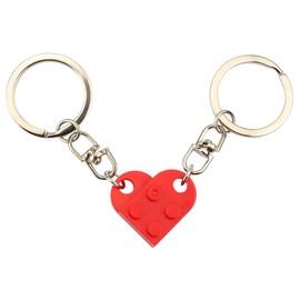 Jagowa Matching Brick Keychain Heart Key Ring Set for Couples Friendship Valentine's Day Gifts for Girlfriend Boyfriend (Red)