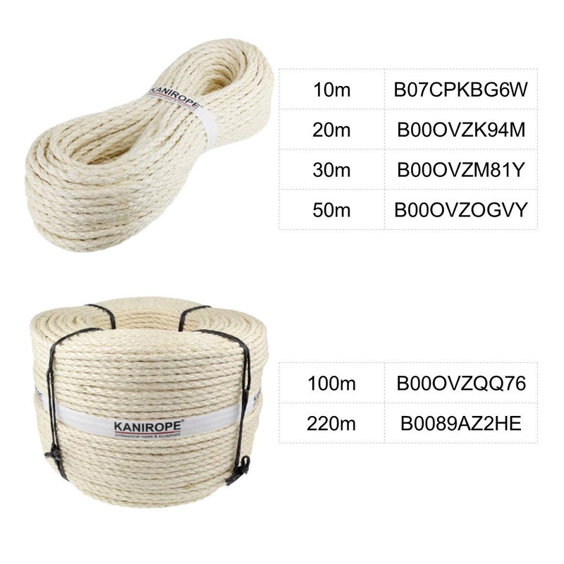 Agave Sisal Rope 12 mm 10 m 4 Strand Twisted