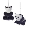 Kurt Adler 4" Plastic Furry Panda Ornament 2/Asstd