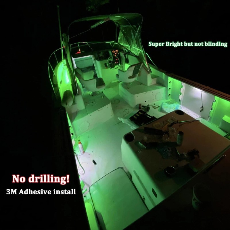 EVOTECH 10 Pack Green 6 LED Deck Marine Boat Lighting