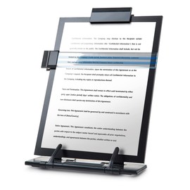 Lihaobm Desktop Document Holder with Adjustable Clip and Highlighted Text Transparent Bar - Paper Holder for Typing, Letter, Legal Documents, A4 Paper - Black (Vertical Document Holder)