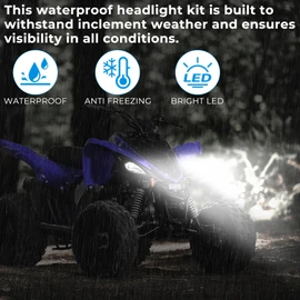 AUTOVIC Left & Right Headlight Kit for 2016-2024 Yamaha Raptor 90 Raptor 110 Headlight Kit With Switch Wire Harness Plug Waterproof LED Headlight Wiring Harness Kit White Light