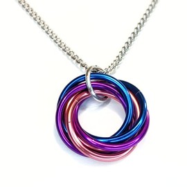 Mobii PRIDE Necklaces, Multicolor Pendant Flag Combos, Fidget Infinity Loop Forever Spiral Jewelry (14in Stainless Steel Chain, Bisexual, Medium)