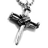 Cross Wrapped Nail Pendant Necklace Antique Silver on Ball Chain