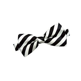 New Novelty Bow Tie Dickie Bow Satin Silkly Pre Tied for Wedding/Former Wear (T21 Black White Striped)