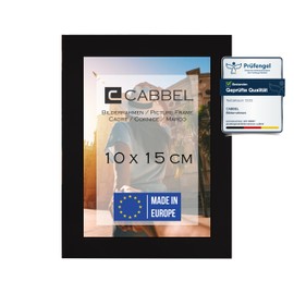 CABBEL Picture Frame 10 x 15 cm, Black, Sturdy MDF Wood Frame, Shatterproof Plexiglass, for Hanging and Setting Up, Ideal for Photos/Pictures/Collages
