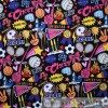 Sykel BonEful FABRIC FQ Cotton Quilt Black Rainbow Girl Cheer