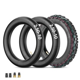 RUTU 2.50-10 Dirt Bike Tire, 2.5-10" Off-Road Tire with Inner Tube TR4 Straight Valve Compatible with Off-Road Kids' Motorcycles XR50 CRF50 PW50 TTR50 JR50 DRZ70 SDG107 50SX Morini Razor SX500
