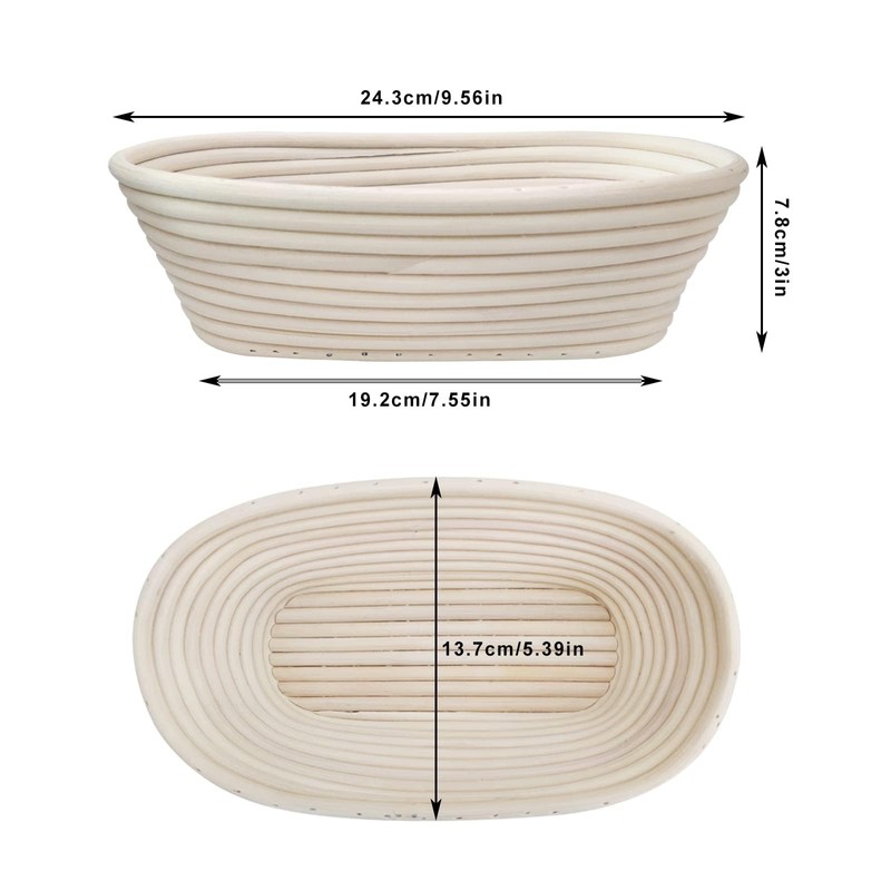 2 Packs 10 inch Oval Shaped Banneton Proofing Basket Set,