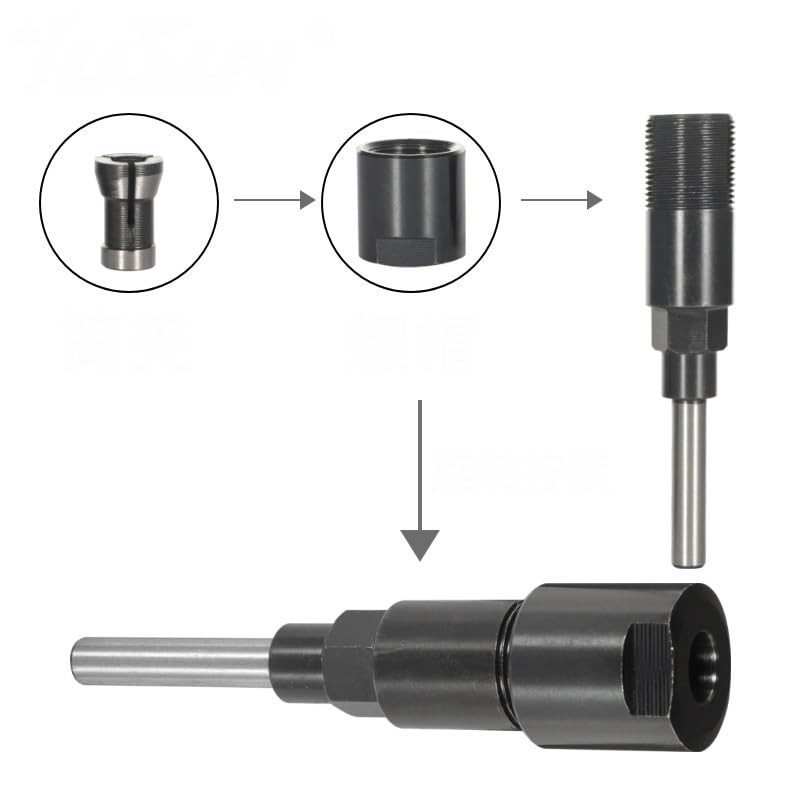 1/4 1/2 Inch Shank Collet Extension Chuck, Router Bit Extension