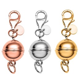 SHOP LC DELIVERING JOY Magnetic Necklace Clasps and Closures - 925 Sterling Silver Magnetic Bracelet Clasps and Closures Set of 3 - Yellow Gold/Rose Gold/Silver Valentines Day Gifts