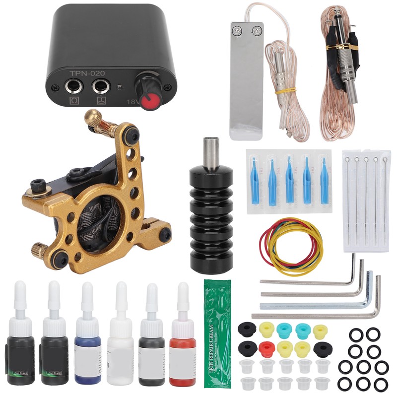 Professional Tattoo Machine Kit Tattoo Power Supply 10 Wraps Complete