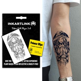 INKARTLINK Semi Permanent Tattoo, Creative party tattoo, beautiful and realistic design, fun tattoo experience, cruelty-free, non-reflective, waterproof (Strange Witch)