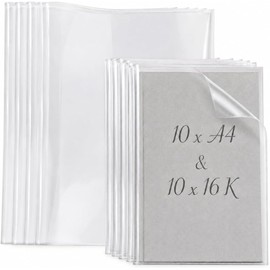 Tofficu 20 Piezas Forros para Libros Transparentes (10x A4 y 10x 16K/Carta), Fundas de Plástico Protector de Libros y Cuadernos Escolares, Cubierta Resistente al Agua y Desgaste