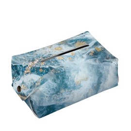 Gongbawa Marble Tissue Box Cover for Kids Leather Rectangle Tissue Holder Dispenser Waterproof Tissue Storage Box Organizer for Bathroom Decorative Tissue Container