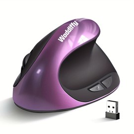 Woddlffy Ergonomic Mouse Wireless, Vertical Mouse Right Handed Small Mouse with 6 Buttons 1000/1200/1600 for Laptop,Desktop,PC, MacBook（Purple AA）