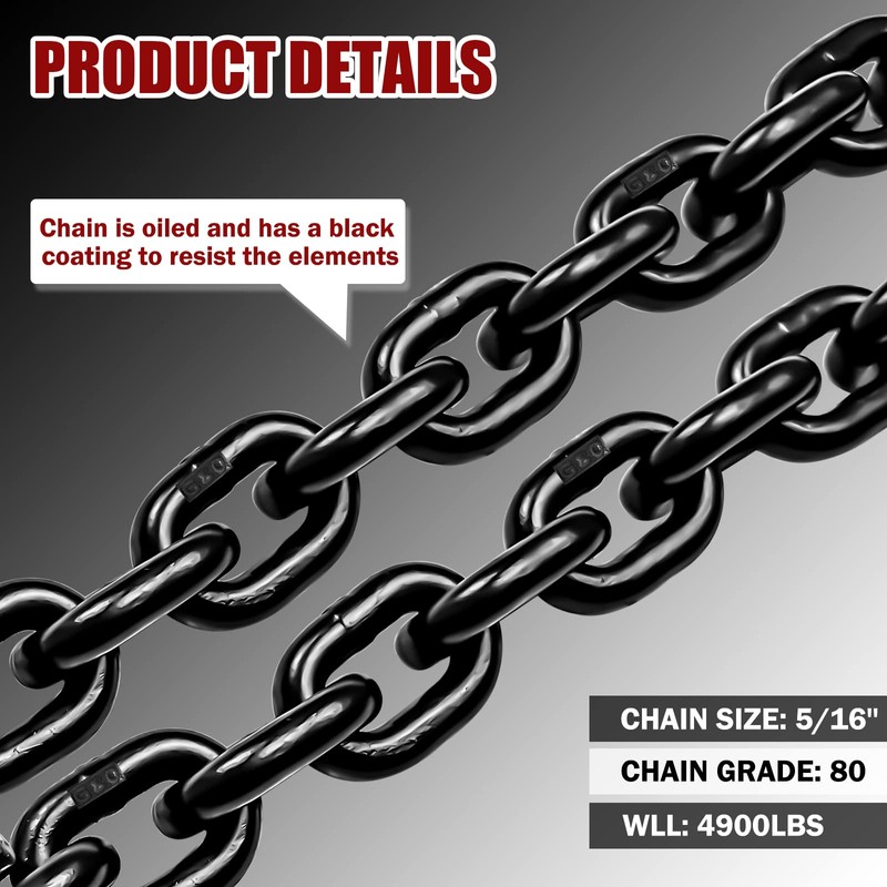 FITHOIST G80 Transport Binder Chain 5/16 Inch x 20 Foot