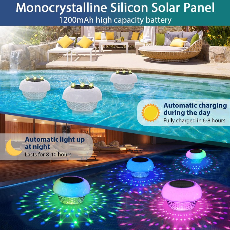 Pool Chlorine Tablet Floater with Solar Colorful Projection Lights, HAARAY