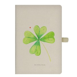Mr. & Mrs. Panda DIN A5 Cotton Notebook Clover Leaf Gift Job Change Spring Decoration Notebook, Diary, Clover, Summer Decoration
