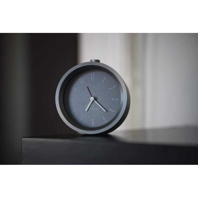 Philippi Tempus Alarm Clock Aluminium, 5 x 9.4 x 9.4