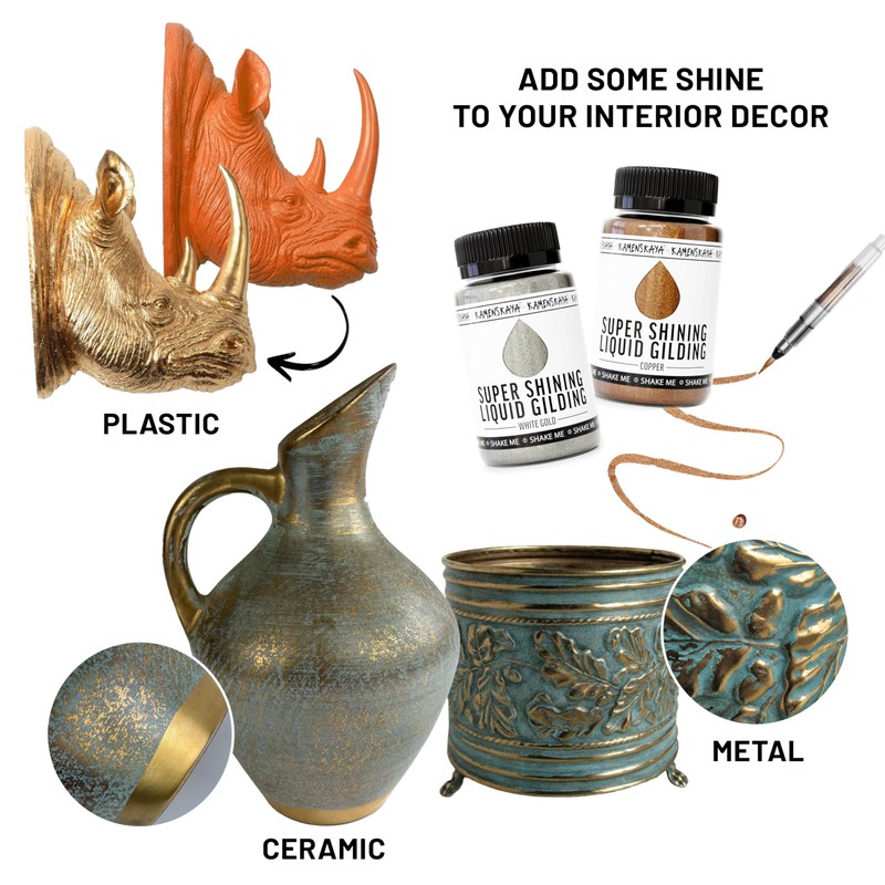 KAMENSKAYA Liquid White Gold Leaf Paint: Alcohol Based Fast Drying