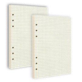 Ginddy A5 Ring Binder Refill Paper Squared Set of 2 180 Sheets 6-Hole Punched for Refillable Notebooks DIN A5 Divider Flowers & Calendar Inserts Eye-Friendly