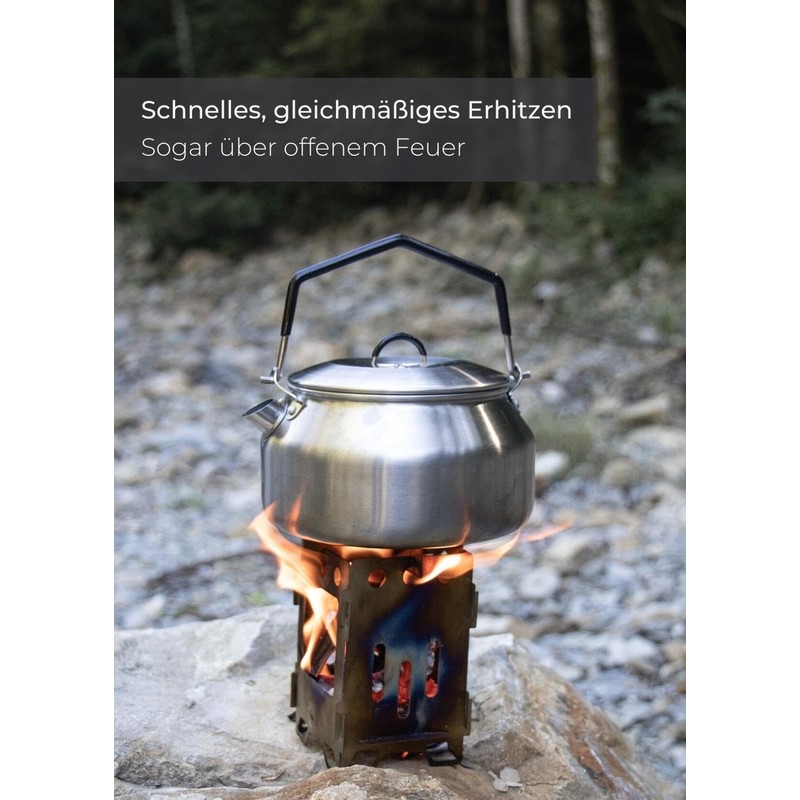 LAMBDA COFFEE® Kettle 1 Litre Stainless Steel | For Camping