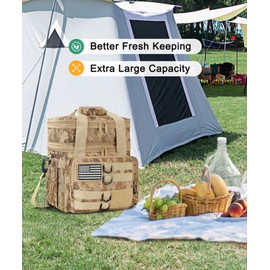 SumeStar Tactical Lunch Box for Men, Large Insulated Lunch Bag Adult, Heavy Duty Double Deck Expandable Lunch Cooler Bag Leakproof Waterproof Lunch Tote for Work Office Camping Travel-Camo khaki