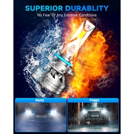 FAHREN Upgraded 9005 LED Bulbs, 6500K 40000LM Super Bright, 1:1 Design IP68 Waterproof, HB3 Fog Light Bulb for ATV/UTV, No Adapter Required Plug and Play, Pack of 2