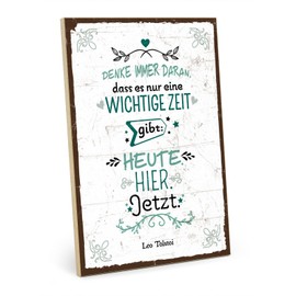 TypeStoff HS-01098 Wooden Sign with Saying - Today - Vintage Look with Quote as Gift and Decoration on the Theme Here and Now