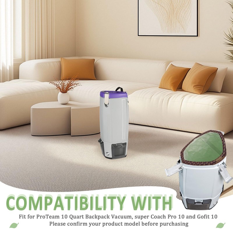 20 Pack 107313 Backpack Vacuum Bags Compatible with ProTeam 10