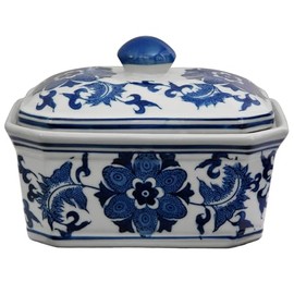 Red Lantern 8" Rose Medallion Porcelain Covered Jar