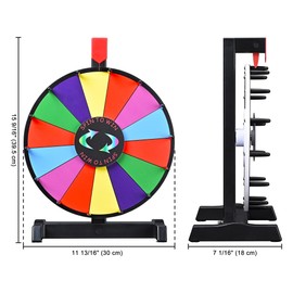 WinSpin 12" Color Prize Wheel Wall Mounted or Tabletop 14 Slots Heavy Duty Editable Spinning Wheel for Fortune Spinning Game Carnival & Tradeshow, Classic Series