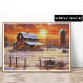 Kaliosy 5D Diamond Art Painting Snow Scene by Number Kits, Paint with Diamonds Art Sunset DIY Full Drill, Crystal Craft Cross Stitch Embroidery Decoration 30x40cm?12x16inch?