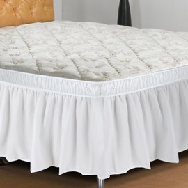 Elastic Ruffled Bed Skirt, Anti Slip Basic Microfiber Bed Skirt, Queen/King Size 100% Microfiber Bed Wrapped Skirt for Bedroom, Hotel (King)