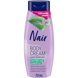 Nair Crema Corporal para Eliminar el Cabello, Aloe Calmante y Lirio de Agua, Crema para Eliminar el Vello Corporal Testada por Dermatólogos, con Ingre