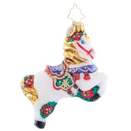 Christopher Radko Hand-Crafted European Glass Christmas Tree Decorative Ornament, Carousel Ride Gem