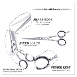 Meraki Professional Classic Cut Hairdressing Scissors Stainless Steel Barber Shears for Salon & Home Use Razor Sharp Blades 6'' with Free Comb