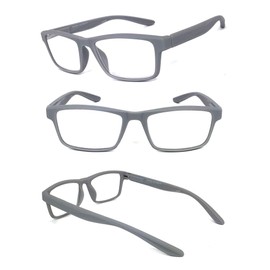 VeryHobby Men Women Retro Square Rubberized Frame Reading Glasses Spring Hinges (Gray, 1.25)