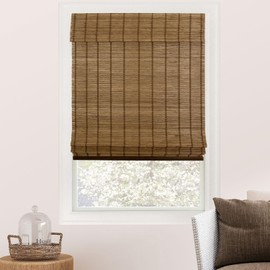 CHICOLOGY Bamboo Roman Shades - Designer Eco-Friendly Light Filtering Window Blinds, Ideal for Home & Patio, Premium Quality, Elk Brown, 29"W X 64"H
