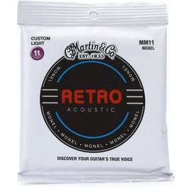 Martin Retro Acoustic Guitar Strings,11-52 Custom-Light-Gauge Monel, Nickel (6 str)