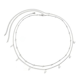 SURALIN 2-Piece Belly Waist Chain Silver Set Belly Chain Silver Waist Chain Belly Chain Tassel Sequins Layered for Women and Girls (Silver), Metal