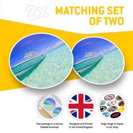 2 x Heart Stickers 10 cm - Fishing Boat Bahamas Holiday Beach Fun Decals for Laptops,Tablets,Luggage,Scrap Booking,Fridges #8099